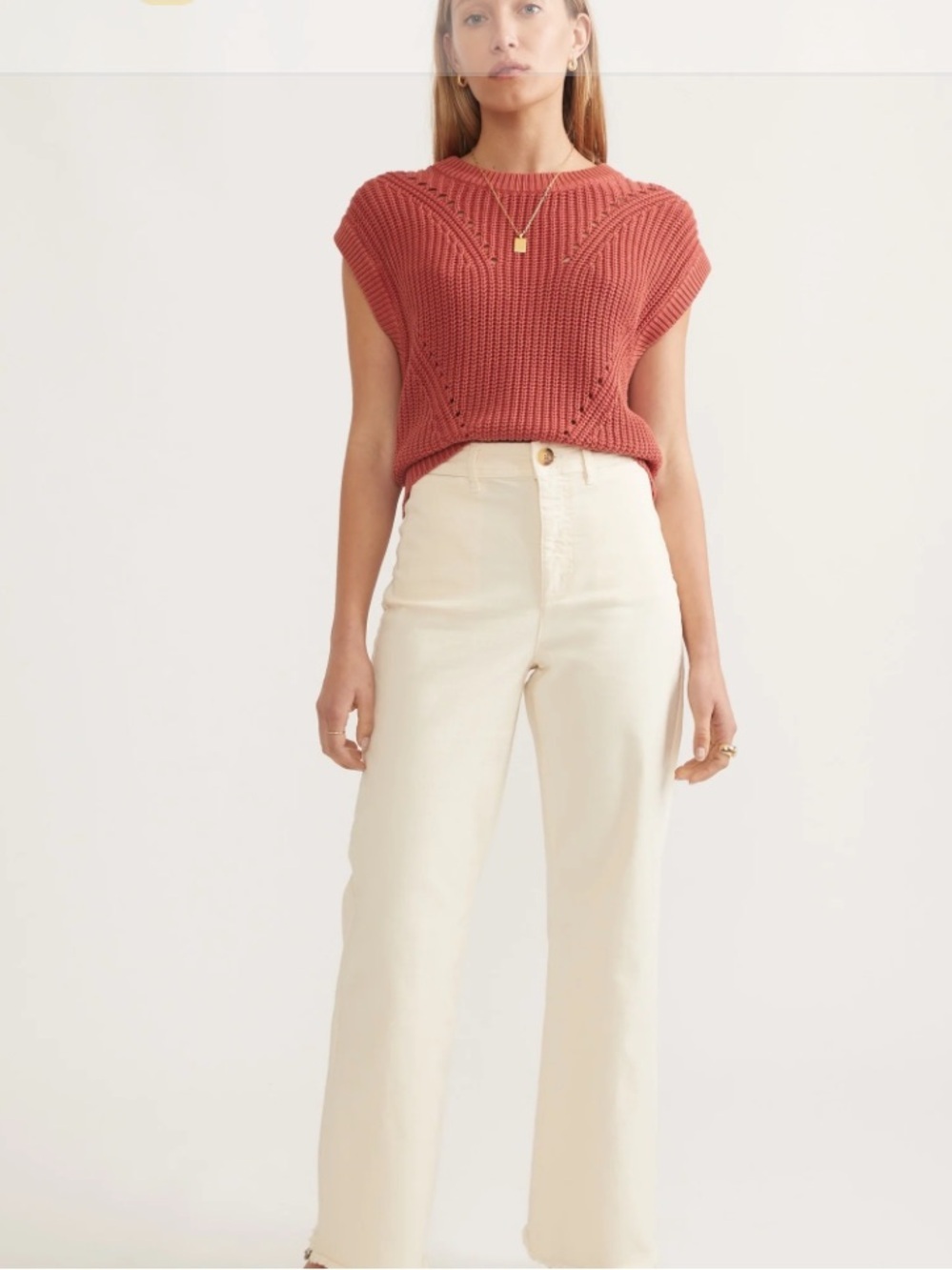 Marine Layer Bridget
Cream High Waist Wide Full Length Jeans pants summer $138